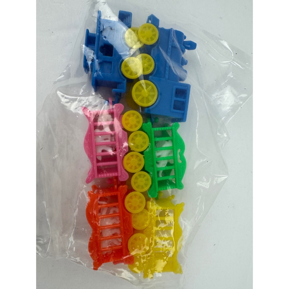 Vintage Plastic Circus Train Toy Set Locomotive 4 Animal Cage Cars Cake Toppers